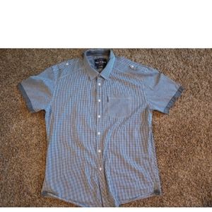 Ecko Unlimited Mens 2XL Blue Plaid Short Sleeve Button Up Shirt